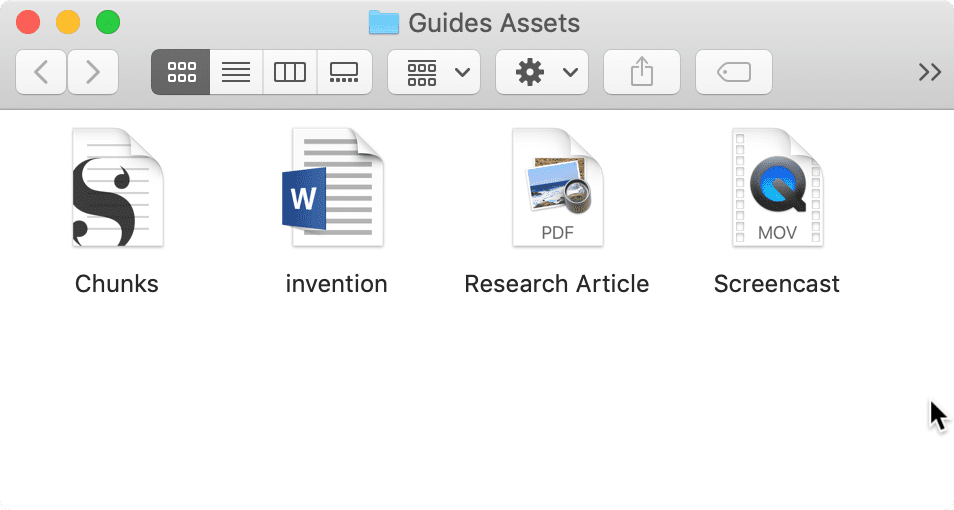 Screenshot of file icons on a Mac.